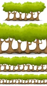 Seamless Forest Trees, Hedges And Bush Set For Game Ui Illustrazione stock