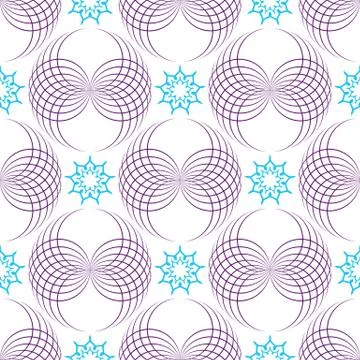 Seamless of forms like violet wings and blue nine angle stars Stock Illustration