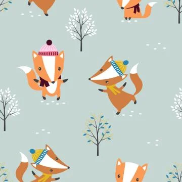 Seamless fox pattern Stock Illustration
