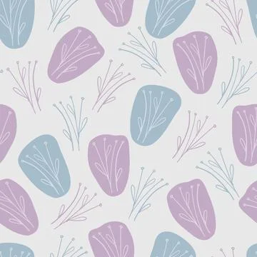 SEAMLESS FRABIC PATTERN BACKGROUND WITH CUTE HAND DRAW DOODLE FLOWER Stock Illustration