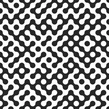 Seamless fractal halftone circles pattern. Truchet curved tiled background. G 스톡 일러스트