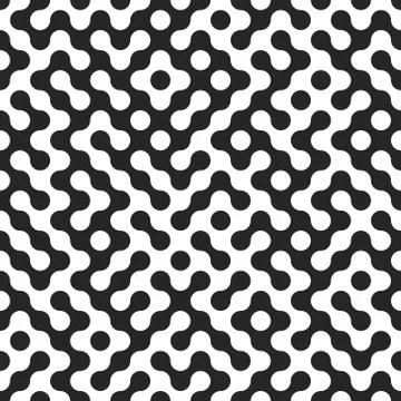 Seamless fractal halftone circles pattern. Truchet curved tiled background. G 스톡 일러스트