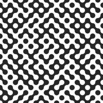 Seamless fractal halftone circles pattern. Truchet curved tiled background. G 스톡 일러스트