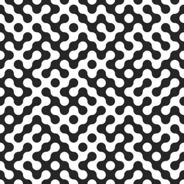 Seamless fractal halftone circles pattern. Truchet curved tiled background. G 스톡 일러스트