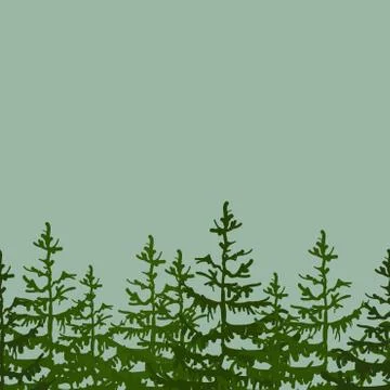 Seamless Frame background with fir. Vector illustration for your design, post Stock Illustration