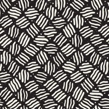 Seamless freehand pattern. Vector abstract rough lines background. Hand drawn イラスト素材