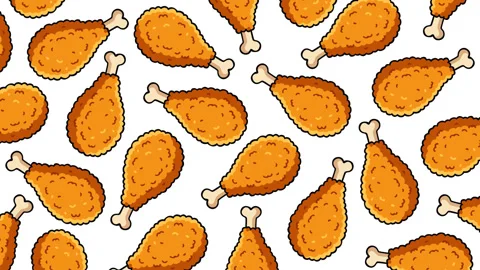 Seamless Fried Chicken Drumstick Pattern Background Animation 動画素材 336938438