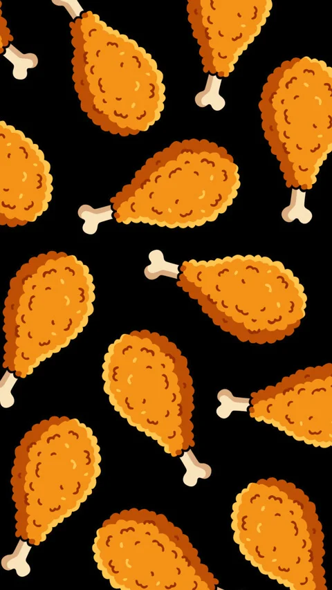 Seamless Fried Chicken Drumstick Pattern Dark Background Animation 動画素材 336942234