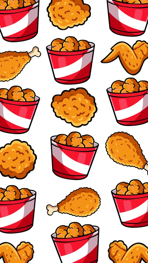 Seamless Fried Chicken Pattern with Crispy Buckets and Wings Loop Animation Stock Footage 336941929