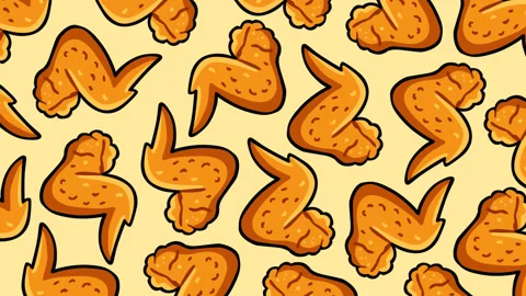 Seamless Fried Chicken Wings Pattern Background Loop for Fast Food and Resta 스톡 동영상 336937657