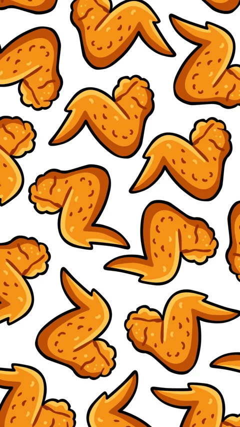 Seamless Fried Chicken Wings Pattern on Light Background Loop Animation Stockbeeldmateriaal 336942023