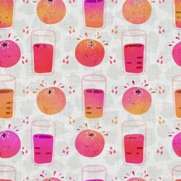 Seamless fruit collage woven texture. Hand drawn grunge damask on linen fabric Illustrazione stock