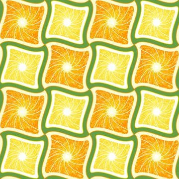 Seamless fruit pattern. Background for wrapping paper. Oranges. Lemons. Slices. Stock Illustration