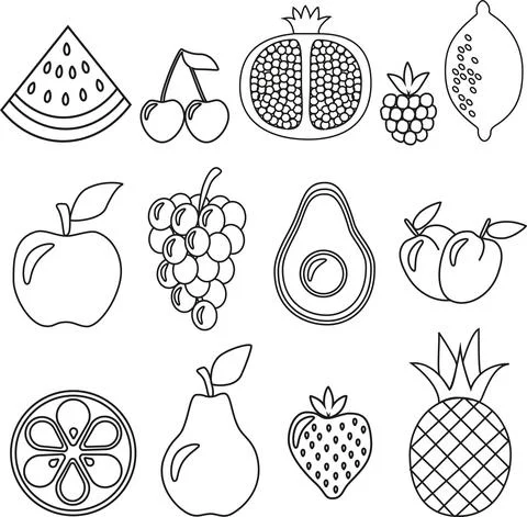 Seamless fruit pattern with black and white design Stock Illustration