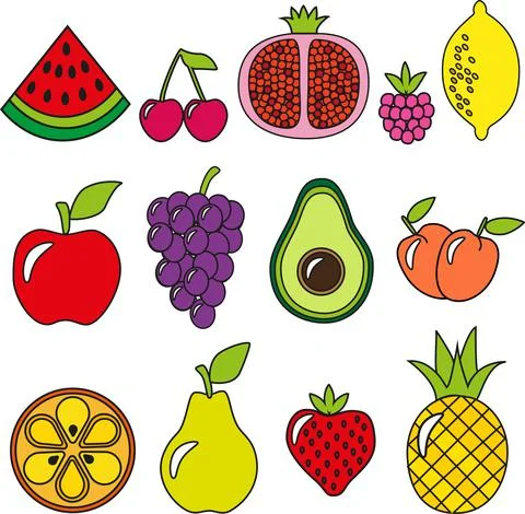 Seamless fruit pattern with colorful design Stock Illustration