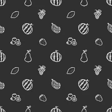 Seamless fruit pattern. doodle background with fruit icons. Fruit background Stock Illustration