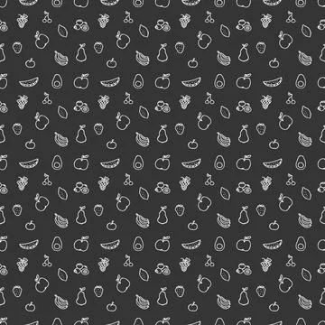 Seamless fruit pattern. doodle background with fruit icons. Fruit background Stock Illustration