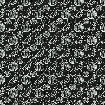 Seamless fruit pattern. doodle background with fruit icons. Fruit background Stock Illustration