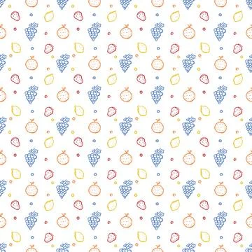 Seamless fruit pattern. doodle background with fruit icons. Fruit background Stock Illustration