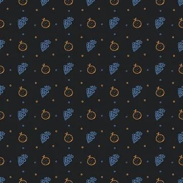 Seamless fruit pattern. doodle background with fruit icons. Fruit background Stock Illustration
