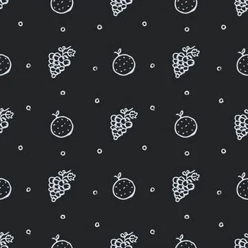 Seamless fruit pattern. doodle background with fruit icons. Fruit background Stock Illustration