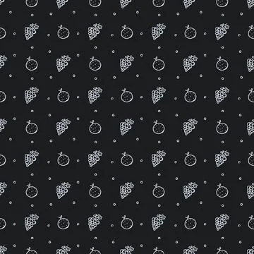 Seamless fruit pattern. doodle background with fruit icons. Fruit background Stock Illustration