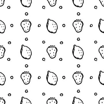 Seamless fruit pattern. doodle background with fruit icons. Fruit background Stock Illustration