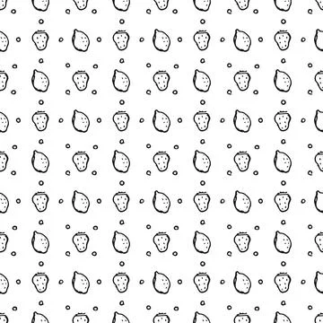 Seamless fruit pattern. doodle background with fruit icons. Fruit background Stock Illustration