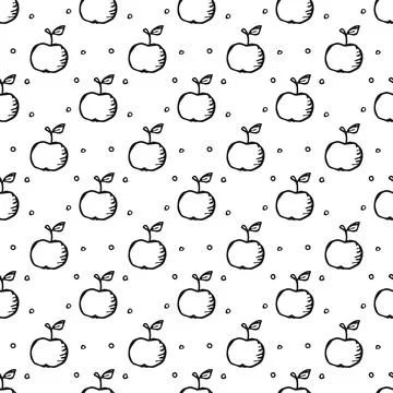 Seamless fruit pattern. doodle background with fruit icons. Fruit background Stock Illustration