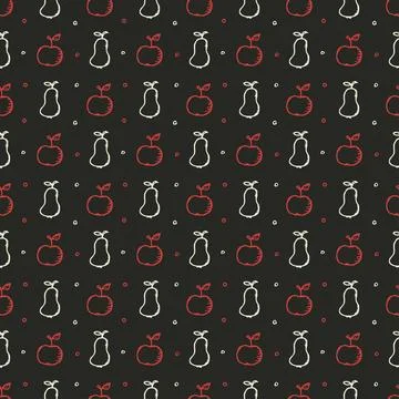 Seamless fruit pattern. doodle background with fruit icons. Fruit background Stock Illustration