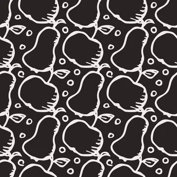 Seamless fruit pattern. doodle background with fruit icons. Fruit background Stock Illustration