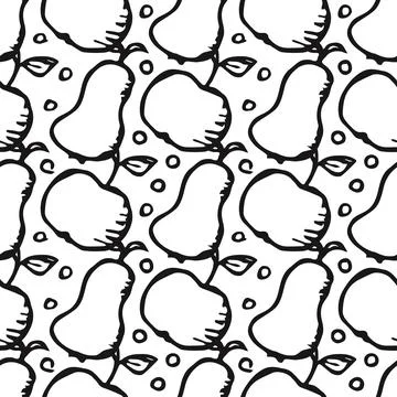 Seamless fruit pattern. doodle background with fruit icons. Fruit background Stock Illustration
