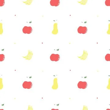 Seamless fruit pattern. doodle background with fruit icons. Fruit background Stock Illustration