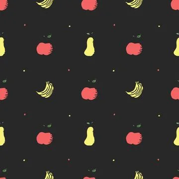 Seamless fruit pattern. doodle background with fruit icons. Fruit background Illustrazione stock