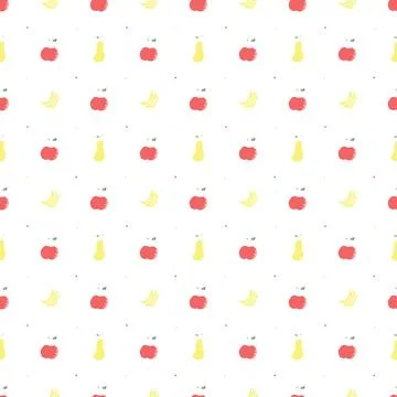 Seamless fruit pattern. doodle background with fruit icons. Fruit background Stock Illustration