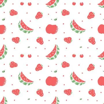 Seamless fruit pattern. doodle background with fruit icons. Fruit background Stock Illustration