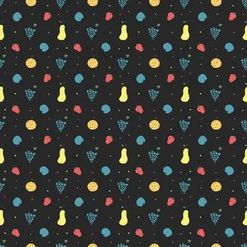 Seamless fruit pattern. doodle background with fruit icons. Fruit background Stock Illustration