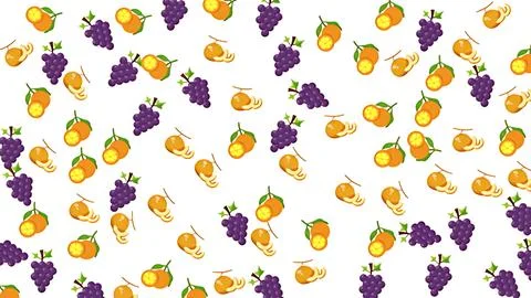 Seamless fruit pattern with grapes and oranges on white background vector i.. イラスト素材