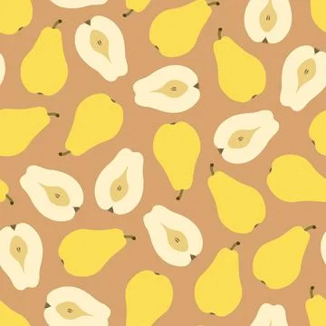 Seamless fruit pattern - hand drawn cartoon design. Repeatable bright background Ilustração Stock