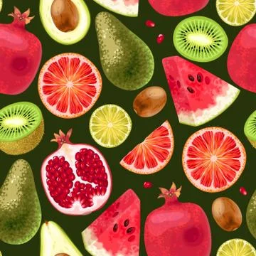 Seamless fruit pattern Stock Illustration