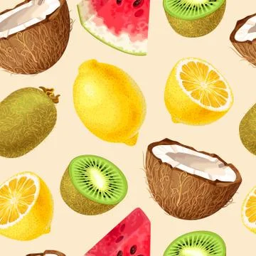 Seamless fruit pattern Stock Illustration