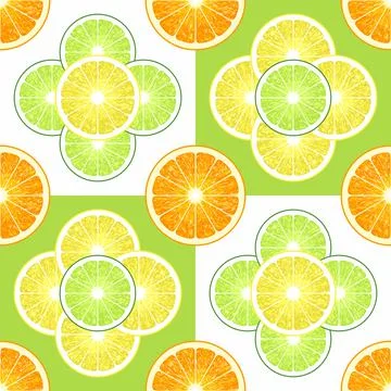 Seamless fruit pattern. Summer background for wrapping paper. Tiles. Stock Illustration