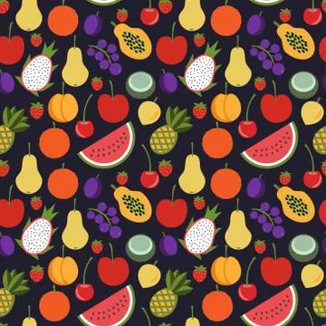 Seamless fruits pattern Stock Illustration