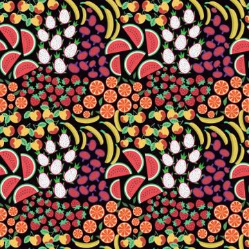 Seamless fruits pattern Stock Illustration