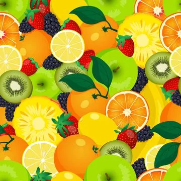 Seamless fruits pattern Stock Illustration