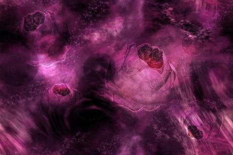 Seamless fuchsia abstract pattern with peonies Stock Illustration