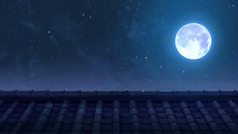 Seamless full moon background animation with starry sky Stock Footage 321727624
