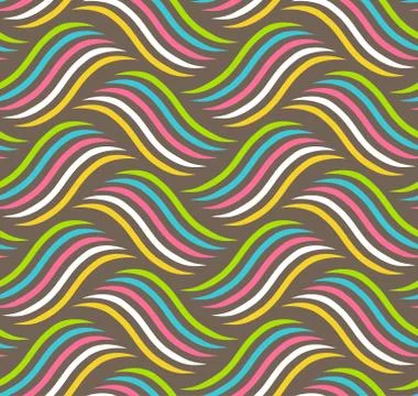 Seamless Fun Abstract Wavy Pattern Isolated on Brown Stock Illustration
