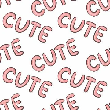 Seamless fun pattern with words and lettering Cute. Bright cute words and marker Illustrazione stock