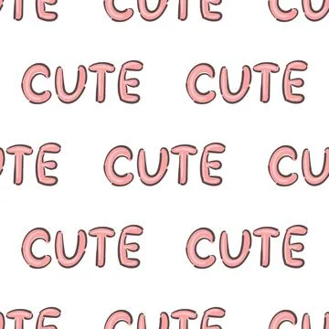 Seamless fun pattern with words and lettering Cute. Bright cute words and marker Illustrazione stock